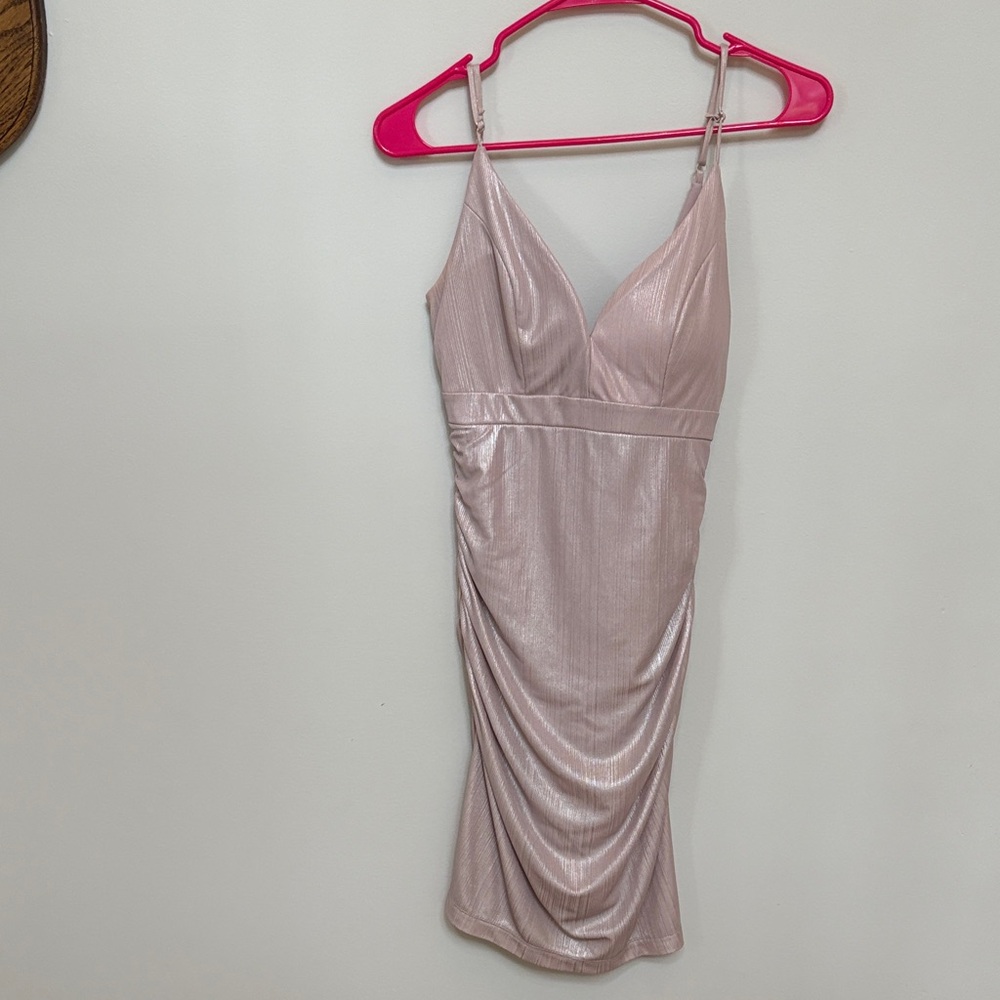 Emerald Sundae Shimmery Light Pink Slip Dress